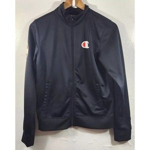 Champion Script Logo Track Jacket Full Zip Black  Big Kids Youth Sz XL
